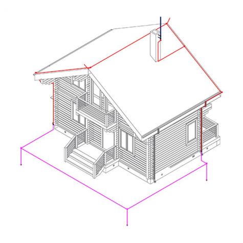 Комплект молниезащиты частного дома MZ – 8 Б для бетонного фасада, оцинк.