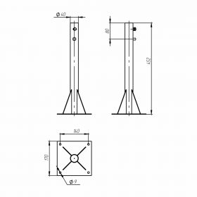 Держатель мачты 40 мм для плоской кровли опорный, стальной.