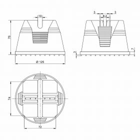 Держатель 76 мм проводника круглого 8-10 мм для плоской кровли, пластик с бетоном