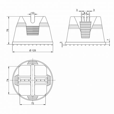 Держатель 76 мм проводника круглого 8-10 мм для плоской кровли, пластик с бетоном Держатель 76 мм проводника круглого 8-10 мм для плоской кровли, пластик с бетоном