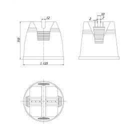 Держатель h110мм проводника круглого 8-10 мм для плоской мембранной кровли, пластик с бетоном