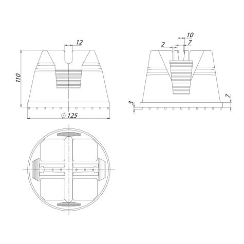 Держатель h110мм проводника круглого 8-10 мм для плоской кровли, пластик с бетоном