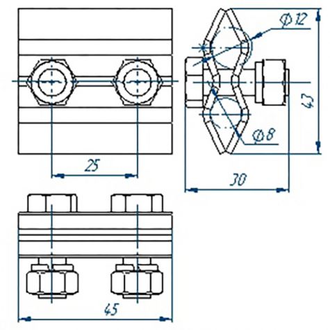 Зажим соединительный круглого проводника 8-10 мм параллельный, оцинк.