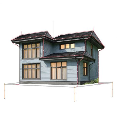 Комплект молниезащиты частного дома MZ – 15 Д для деревянного фасада, медь Комплект молниезащиты частного дома MZ – 15 Д для деревянного фасада, медь