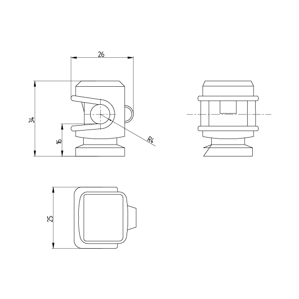 Держатель проводника круглого 6-8 мм коричневый, высота 16 мм, пластик