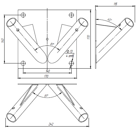 Флагшток - кронштейн двойной (арт. 82312)