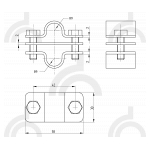 Зажим соединительный стержень 16 мм — стержень параллельный, медь