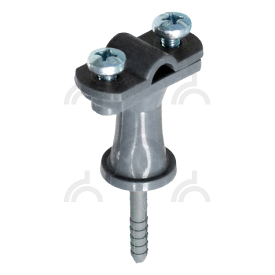 Держатель проводника круглого 6-10 мм серый, высота 38 мм, пластик с дюбелем 40 мм