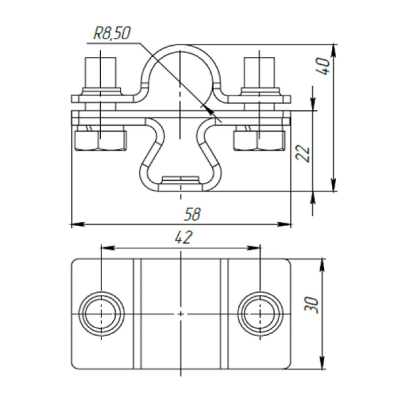 Держатель молниеприемника 22 мм, нерж.