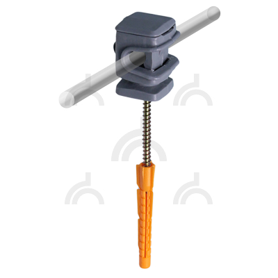 Держатель проводника круглого 6-8 мм серый, высота 16 мм, пластик с дюбелем 52 мм