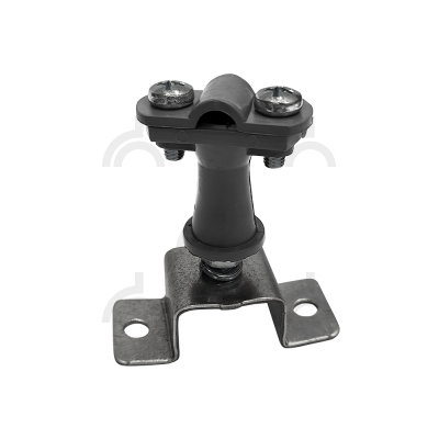 Держатель проводника круглого 6-10 мм серый на П-образной пластине, высота 38 мм, пластик/оцинк.