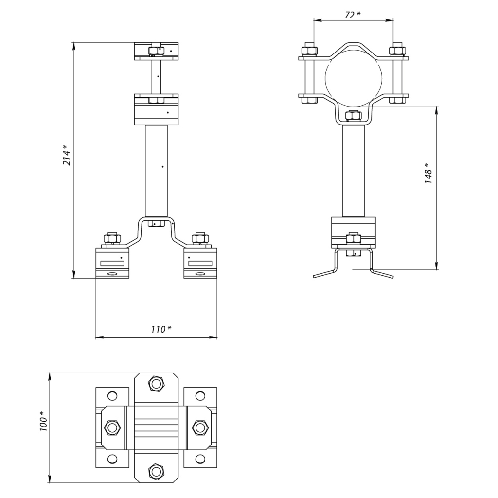 Кронштейн под бандажную ленту 150мм, сталь