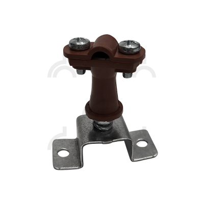 Держатель проводника круглого 6-10 мм на П-образной пластине коричневый, высота 38 мм, пластик/оцинк.