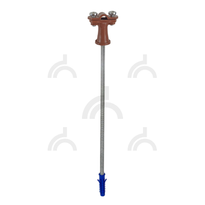 Держатель фасадный пластиковый проводника круглого 6-10 мм для бетонного фасада коричневый, оцинк.