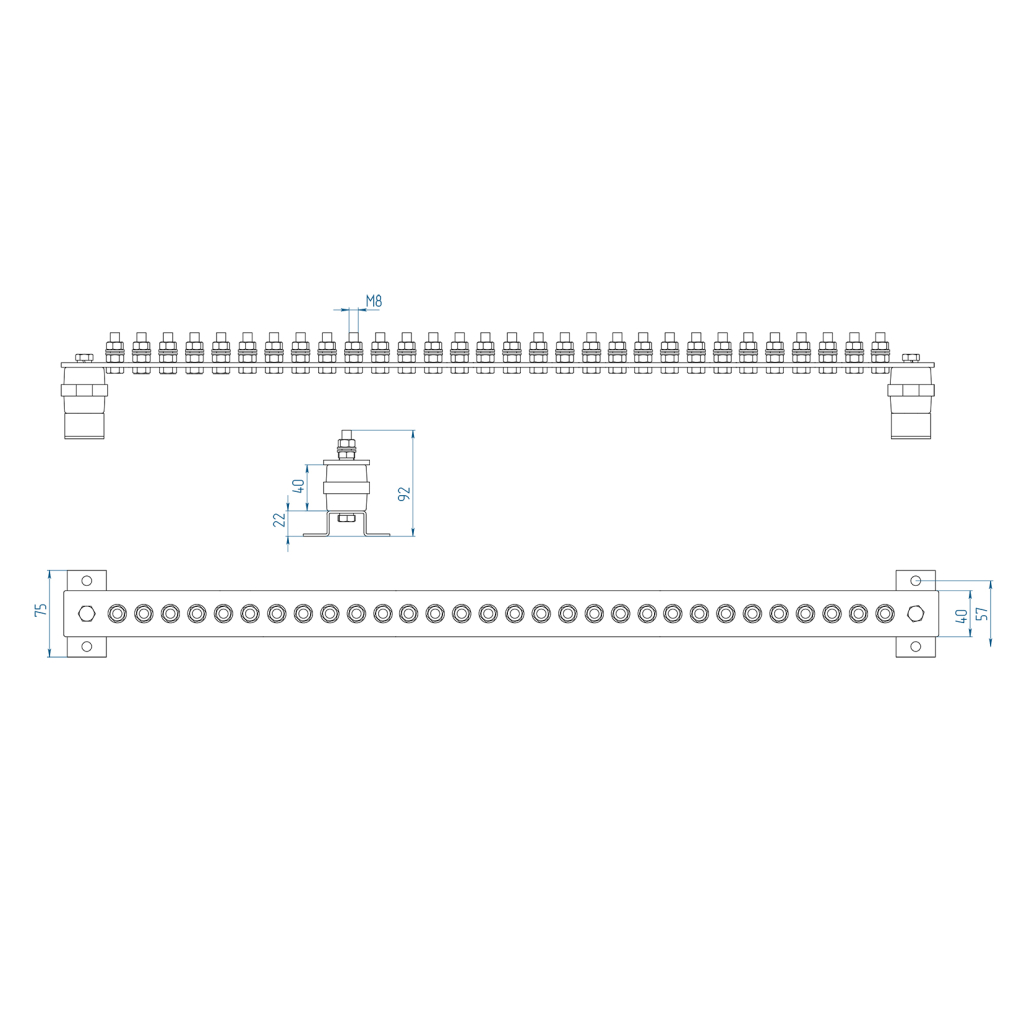 ГЗШ 30 подключений 815х40х4 мм на П-образных пластинах, медь