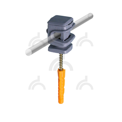 Держатель проводника круглого 6-8 мм серый, высота 16 мм, пластик с дюбелем 38 мм