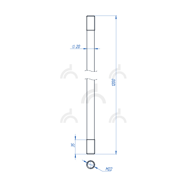 Стержень заземления оцинкованный 20 мм х 1200 мм
