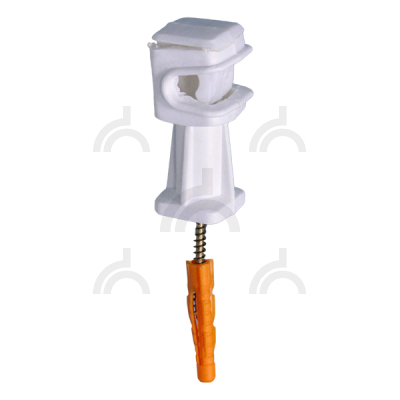 Держатель проводника круглого 6-8 мм белый, высота 36 мм, пластик с дюбелем 38 мм