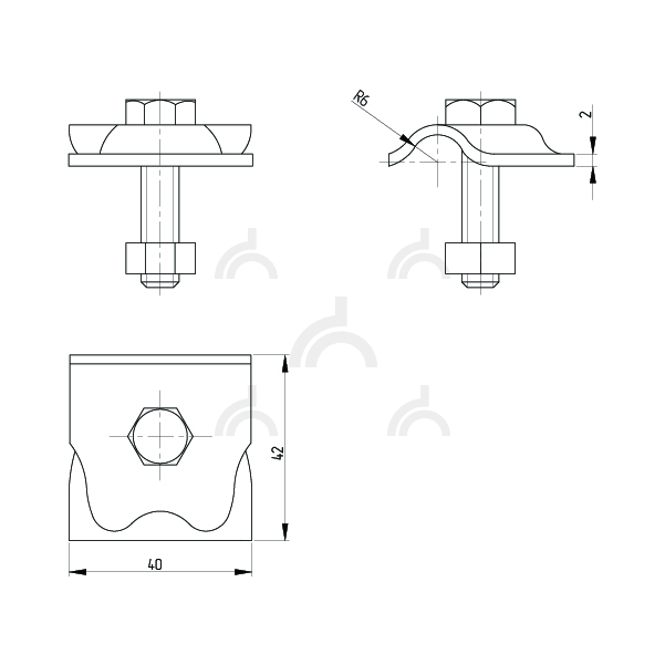 Зажим соединительный круглого проводника 8-10 мм прижимной, оцинк.