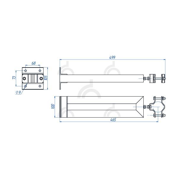 Кронштейн стеновой удерживающий для мачт СМЛ до 9.1 м, сталь
