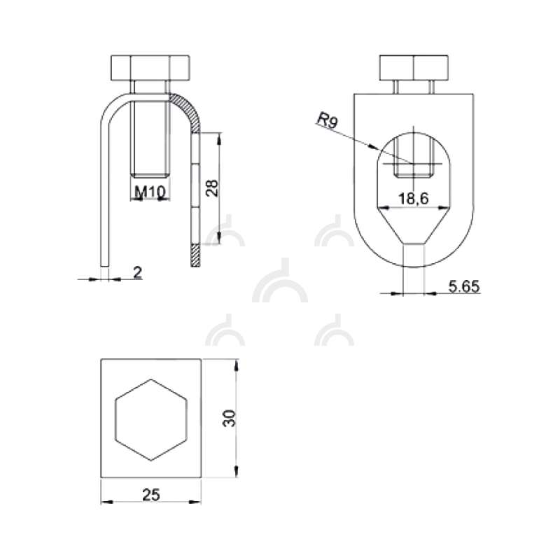 Зажим соединительный пруток — стержень, латунь