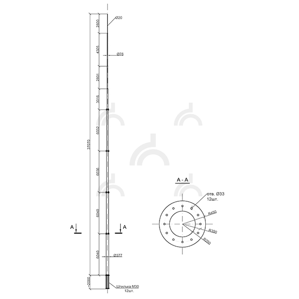 Молниеотвод стальной МОТ-37