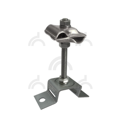 Держатель-зажим соединительный круглого проводника 8-10 мм опорный с пазом, оцинк.