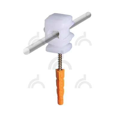 Держатель проводника круглого 6-8 мм прозрачный, высота 16 мм, пластик с дюбелем 38 мм