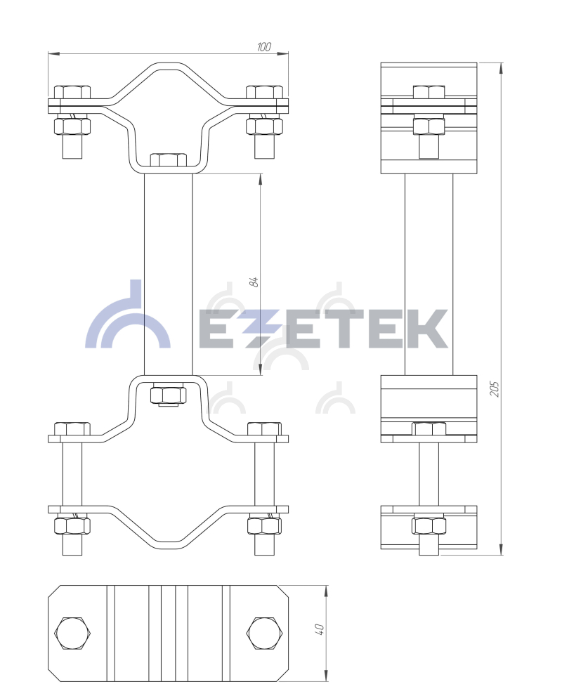 Кронштейн для мачты 100 мм трубный, сталь