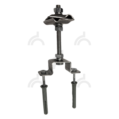 Держатель-зажим круглого проводника 8-10 мм опорный дюбельный 45 мм, оцинк.