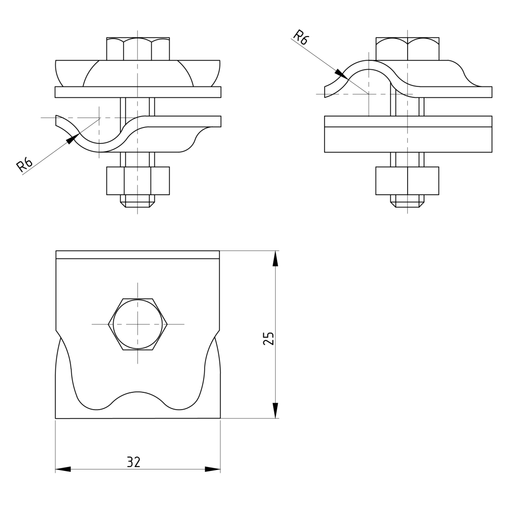 Зажим соединительный круглого проводника 6-8 мм, оцинк.
