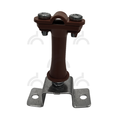 Держатель проводника круглого 6-10 мм на П-образной пластине  коричневый, высота 59 мм, пластик/оцинк.