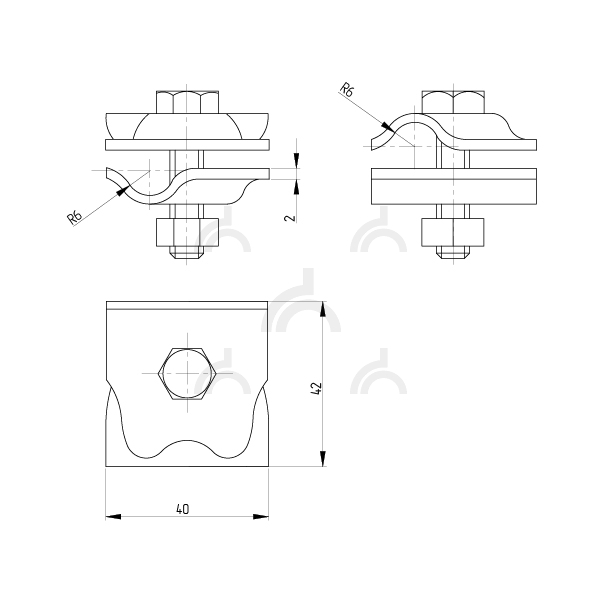 Зажим соединительный круглого проводника 8-10 мм, оцинк.