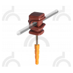 Держатель проводника круглого 6-8 мм коричневый, высота 16 мм, пластик с дюбелем 38 мм